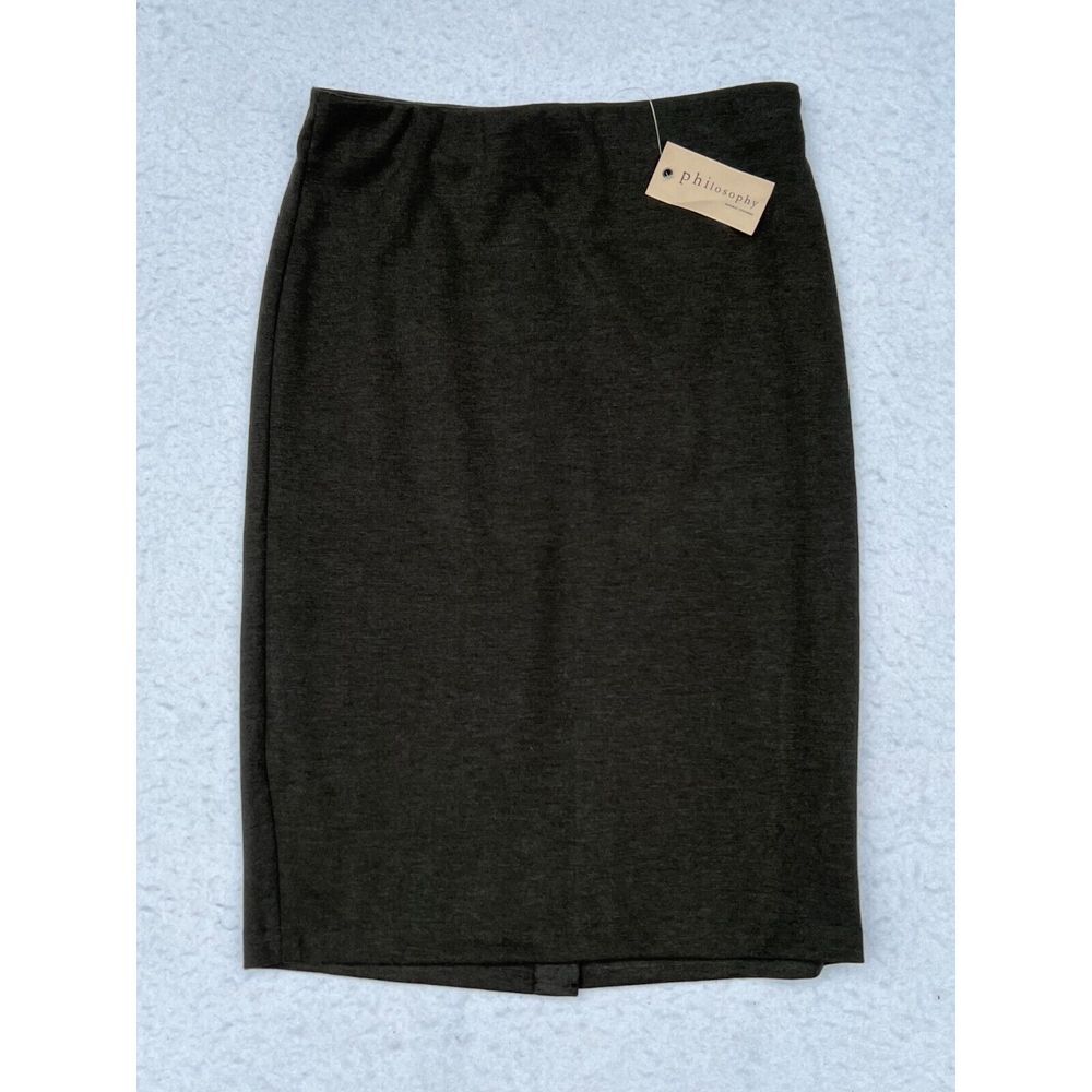New NWT Womens Philosophy Dark‎ Gray Black Mid-Length Pencil Skirt Size 2